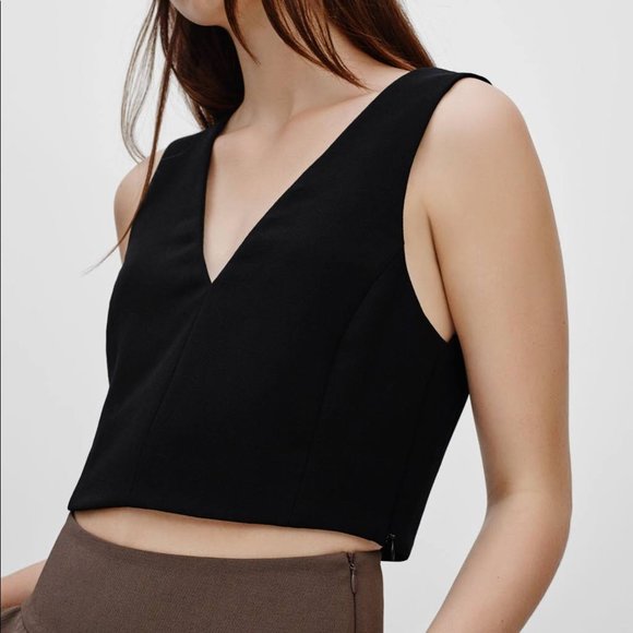 ARITZIA Wilfred Dauphine Velvet Black V-Neck Tank Top - Picture 1 of 8